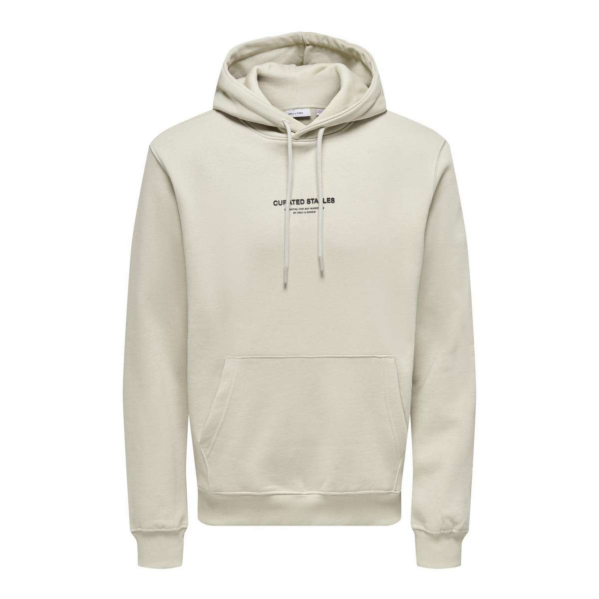 ONLY & SONS CURATED MEN΄S REGULAR FIT COTTON HOODIE SWEAT 22030921 SILVER LINING / LIGHT GREY